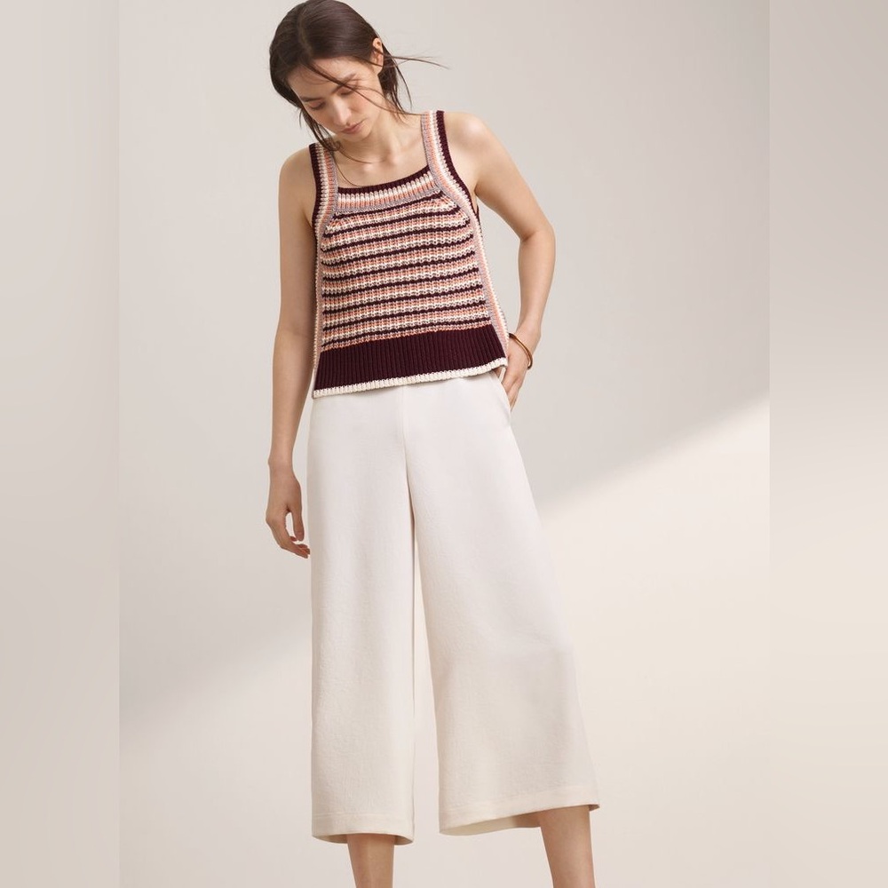 Aritzia Wilfred Lalement Pant Cropped Culottes Straight Wide Leg Birch White